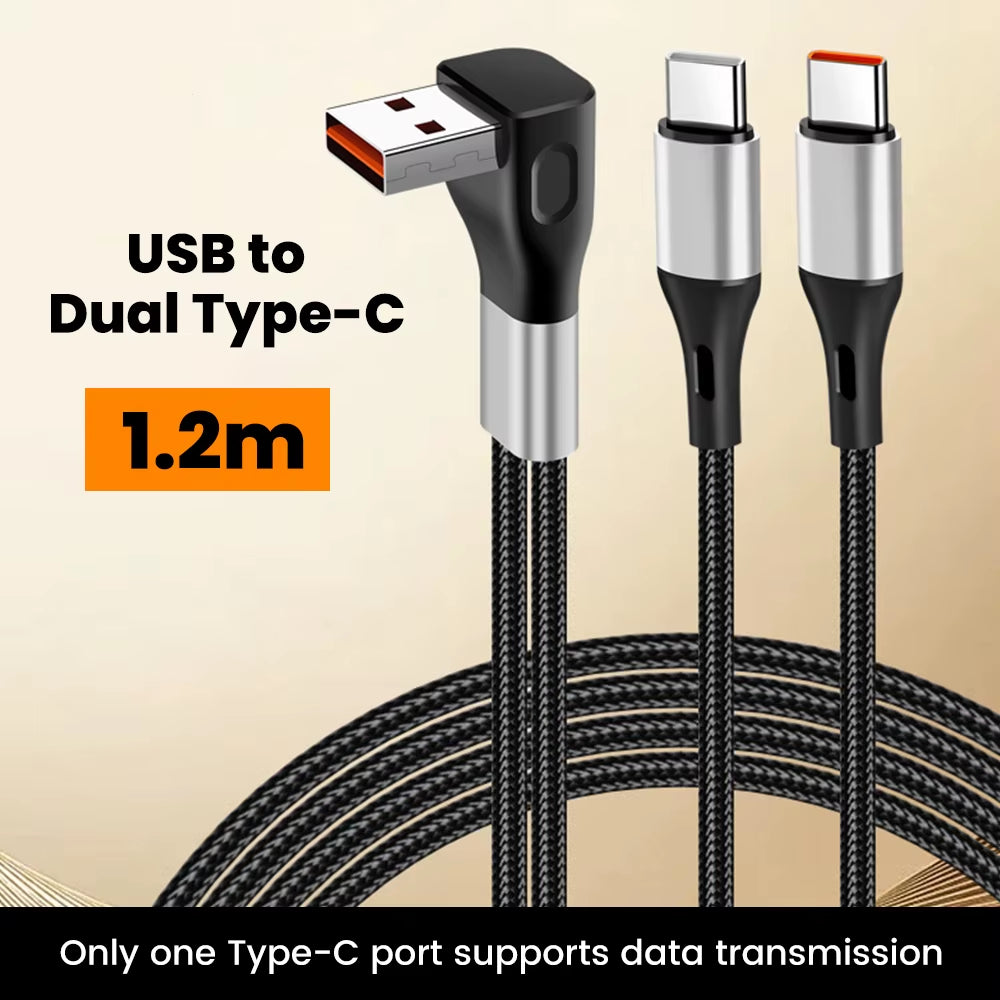 6A USB to Type C Fast Charge Cable 2-In-1 Mobile Phone Charging Cable Dual Type-C Fast Charge Cable for Iphone 15 16 Samsung
