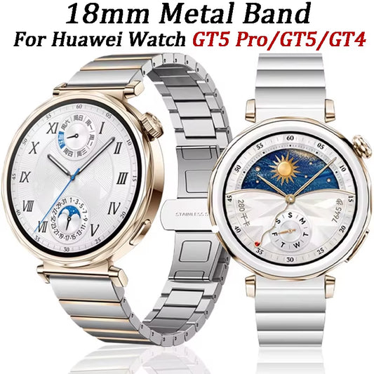 18Mm Metal Stainless Steel Strap for Watch GT5 41Mm/Gt4 41Mm Luxury Bracelet Wristband for Watch GT5 Pro 42Mm Belt