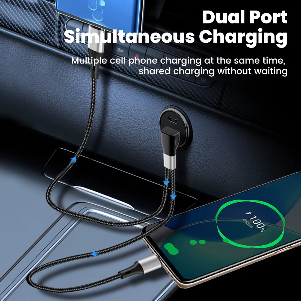 6A USB to Type C Fast Charge Cable 2-In-1 Mobile Phone Charging Cable Dual Type-C Fast Charge Cable for Iphone 15 16 Samsung