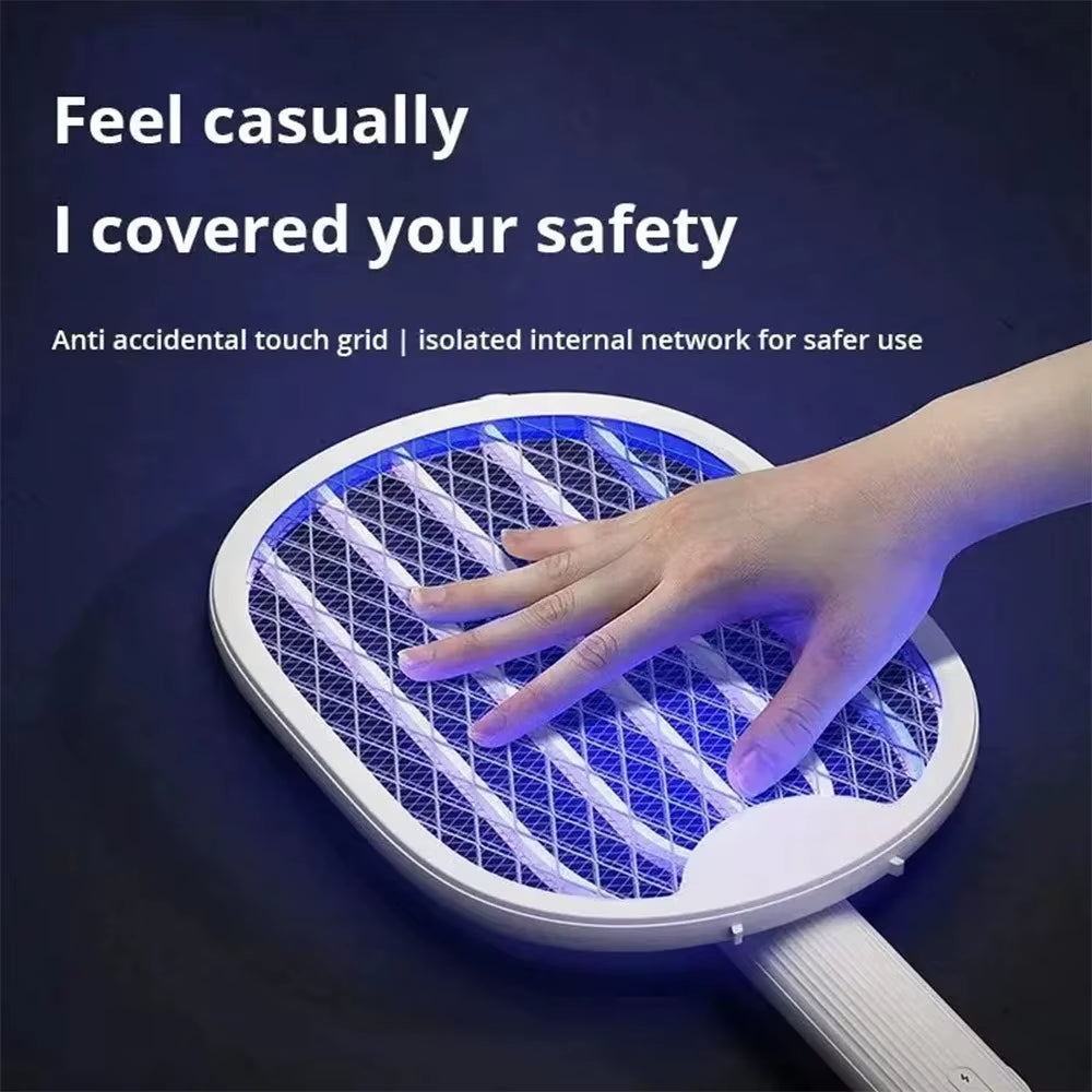 Foldable Electric Mosquito Killer 3000V USB Rechargeable Fly Trap Mosquito Swatter Racket Insect Killer with UV Light Bug Zapper