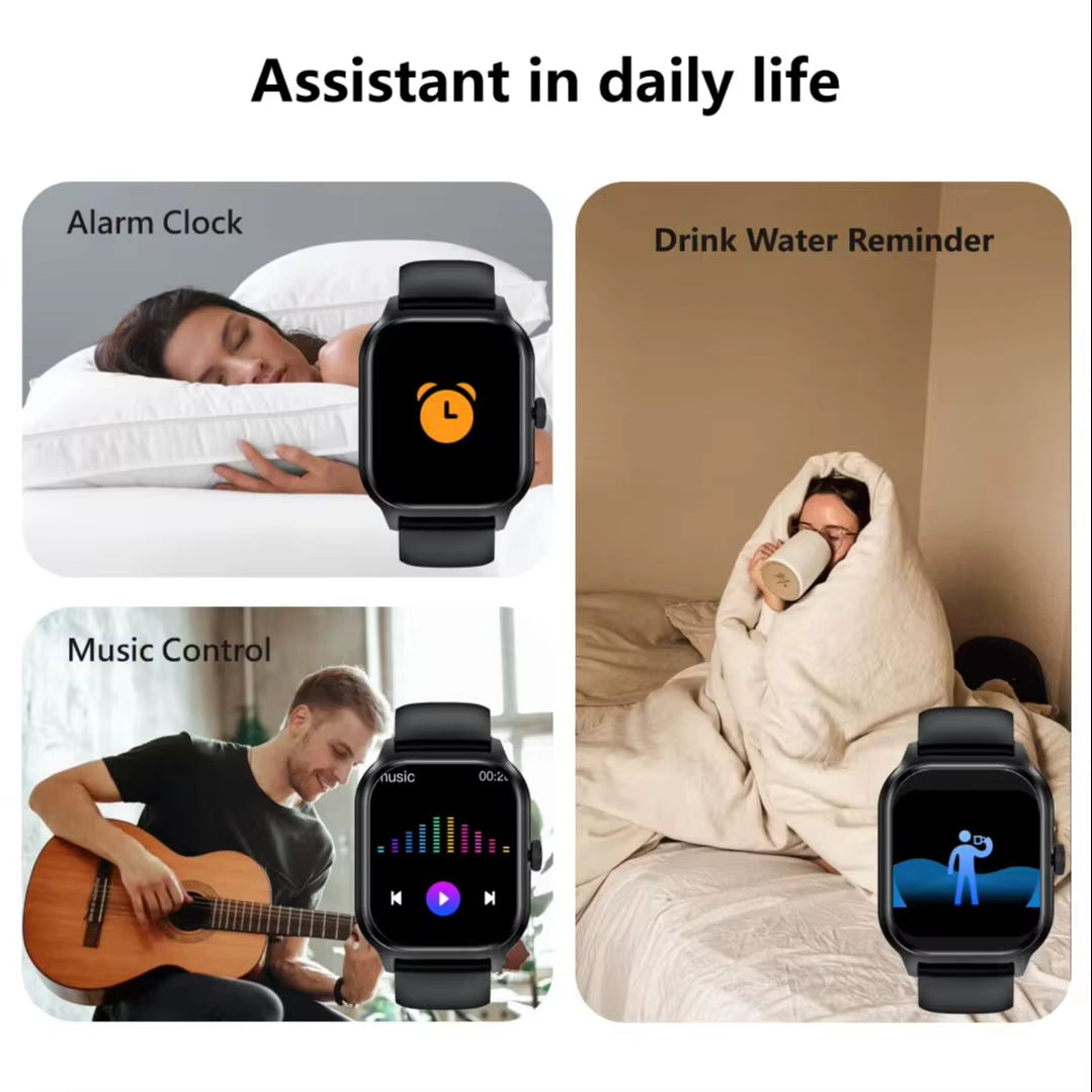 Smart Watches for Man Woman Bluetooth Call Music Fitness Tracker Sport with Waterproof Pedometer Information Alerts Smartwatch