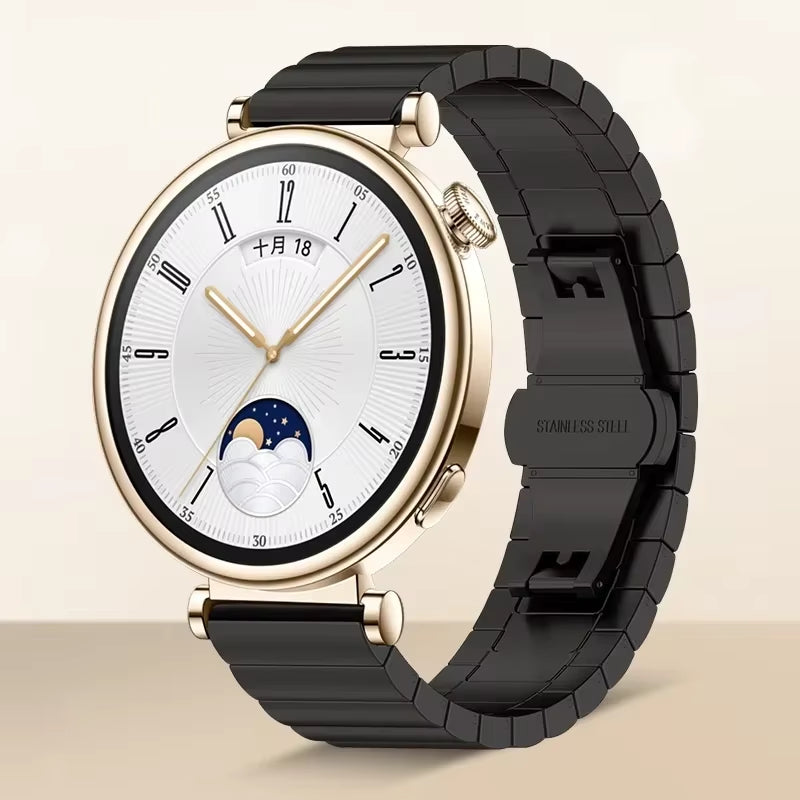 18Mm Metal Stainless Steel Strap for  Watch GT5 41Mm/Gt4 41Mm Luxury Bracelet Wristband for  Watch GT5 Pro 42Mm Belt