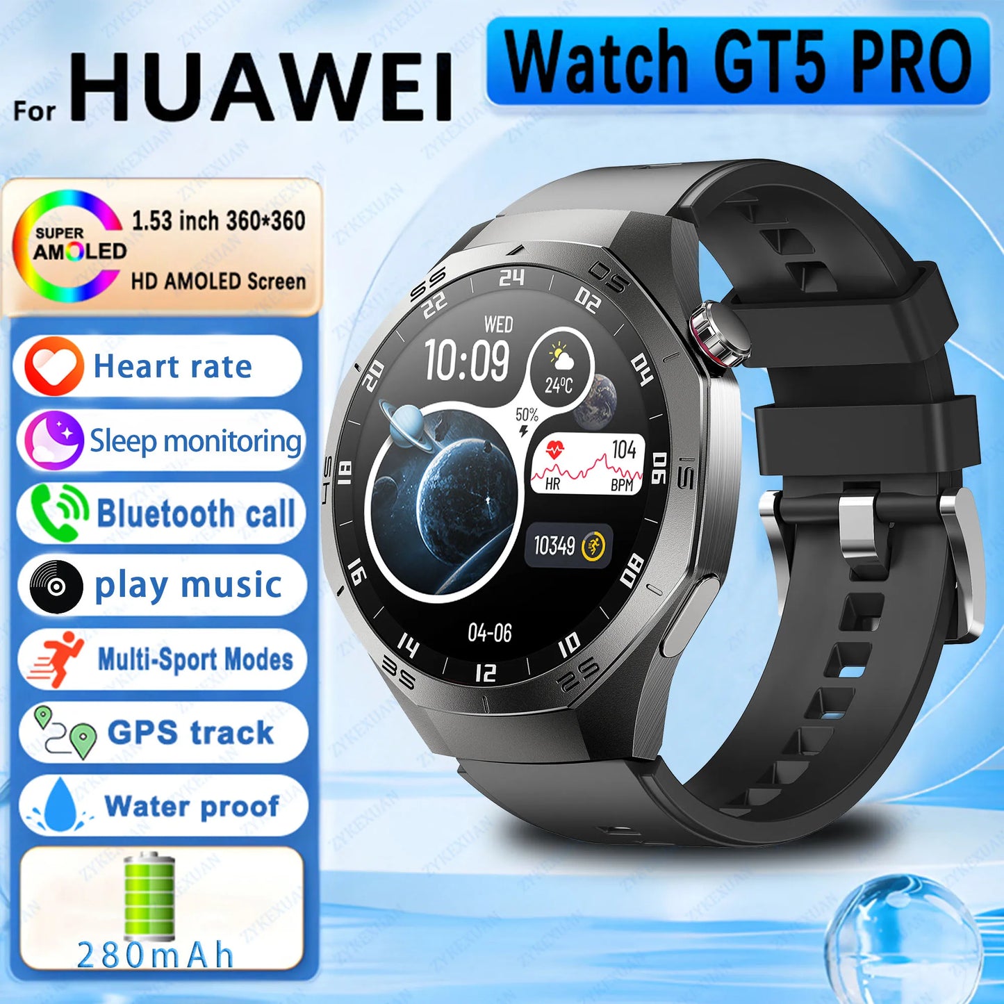 2026 New Outdoor Sports Watch Gt5Pro Military Smart Watch Men Full Touch Screen Sport Fitness Healthtest Voice Call Smartwatch