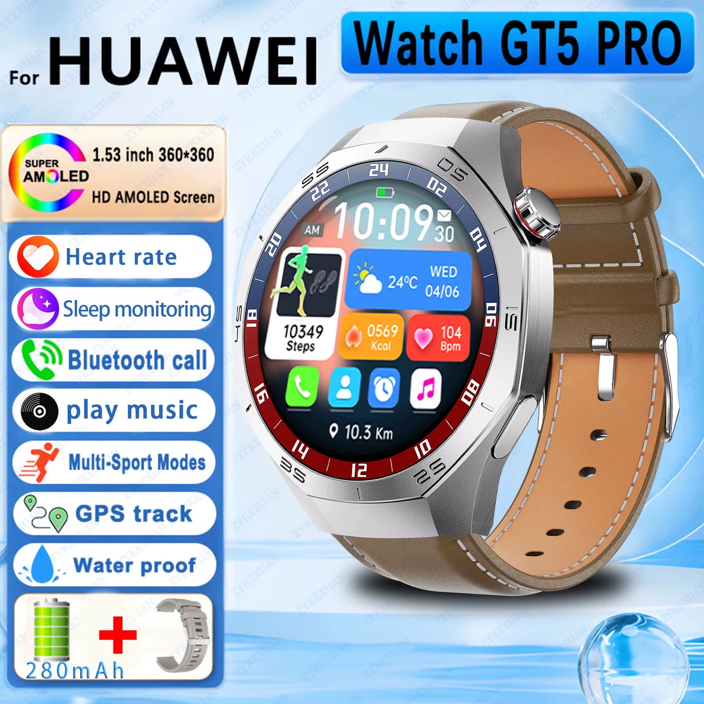 2026 New Outdoor Sports Watch Gt5Pro Military Smart Watch Men Full Touch Screen Sport Fitness Healthtest Voice Call Smartwatch