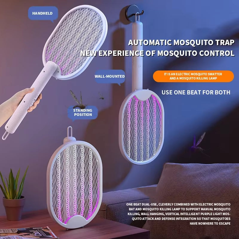 UV Light Bug Zapper 3000V Foldable Electric Mosquito Killer Fly Swatter Trap USB Rechargeable Mosquito Racket Insect Killer With