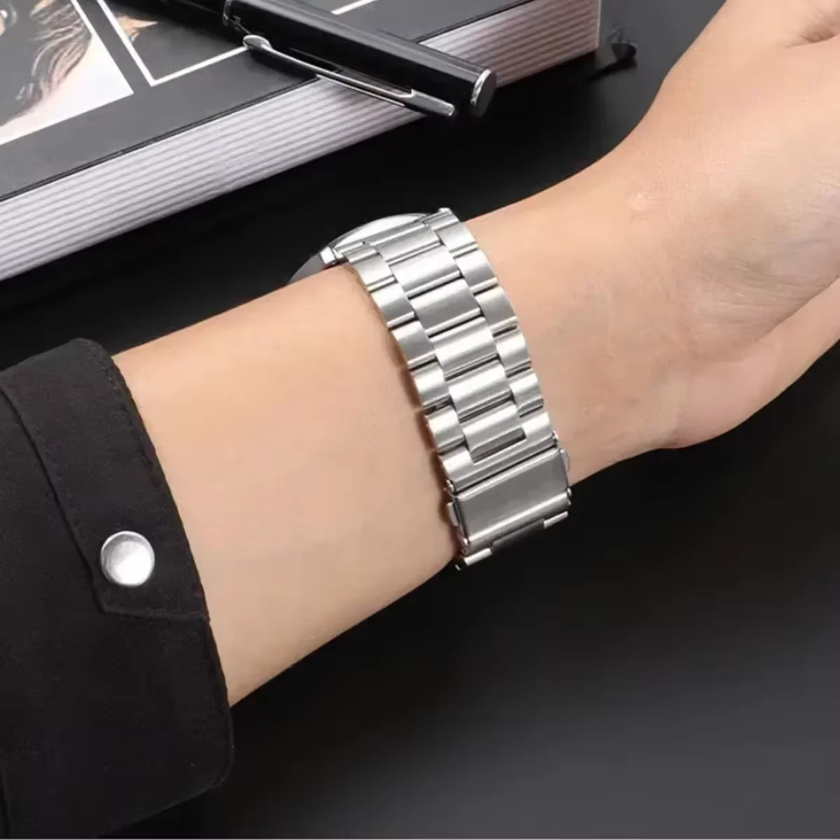 18Mm Metal Stainless Steel Strap for  Watch GT5 41Mm/Gt4 41Mm Luxury Bracelet Wristband for  Watch GT5 Pro 42Mm Belt