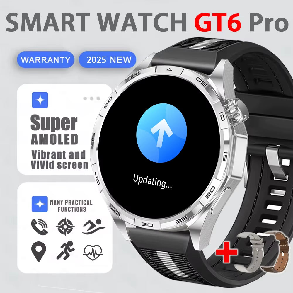 Smart Watch GT6 Pro (2025) 1.50-Inch HD AMOLED GPS Message Reminder Bluetooth Call Heart Rate 4GB Smartwatch Reduction 100%