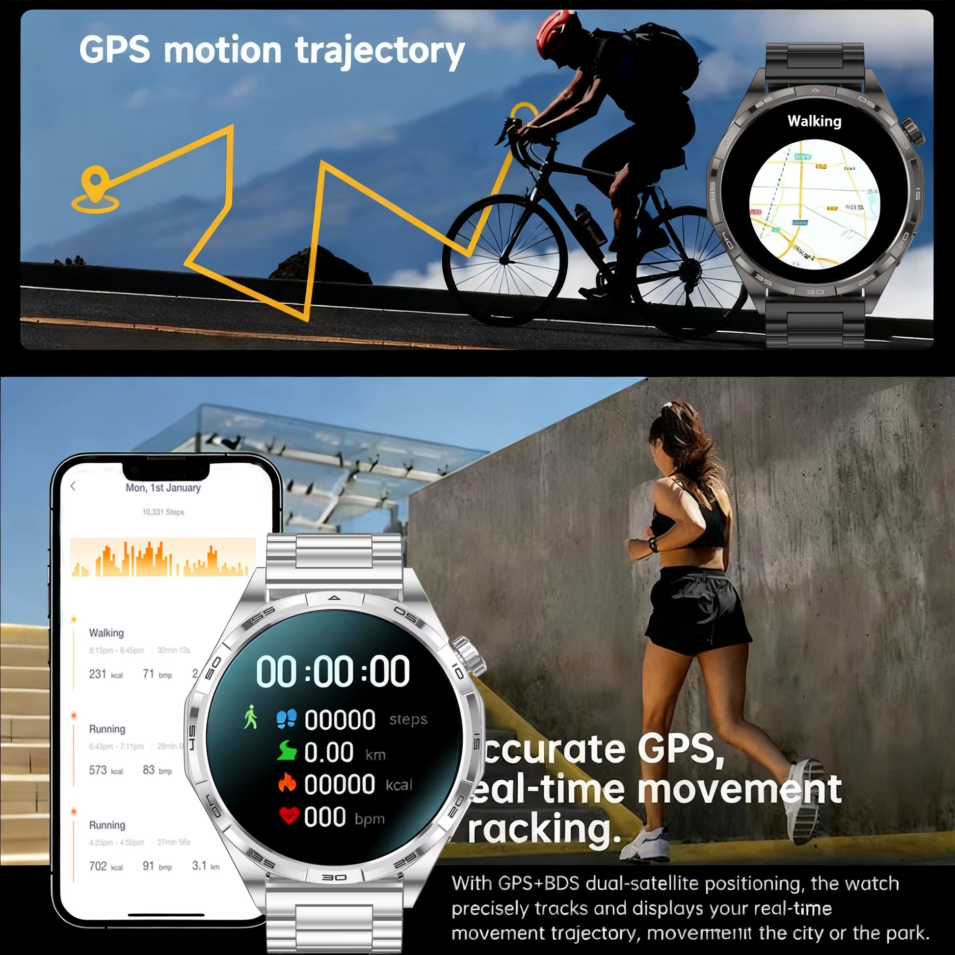 Smart Watch GT6 Pro (2025) 1.50-Inch HD AMOLED GPS Message Reminder Bluetooth Call Heart Rate 4GB Smartwatch Reduction 100%