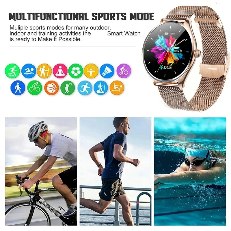 2025 New Utral Thin Women Smart Watch 1.43-Inch HD AMOLED Display Bluetooth Call Multi-Sport Tracker Music Player USB Charging