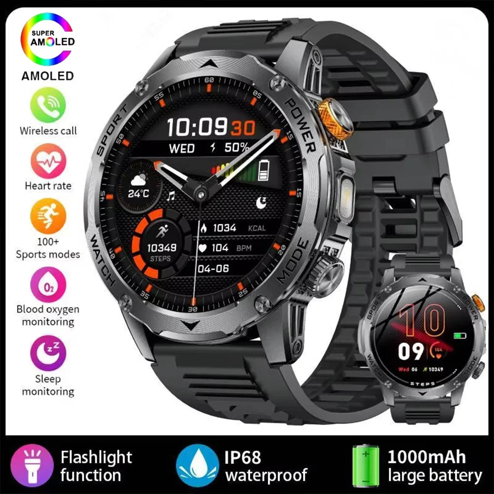 2025 1000Mah Super Capacity Battery Adult Men Smart Watch 1.7-Inch Large Screen Bluetooth Call IP68 Waterproof Smartwatch Sports