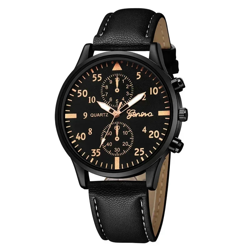 4/2/1Pcs Men Sports Watches Set Man Business Quartz Wristwatch Luxury Brown Leather Bracelet Men Casual Clock Watch（No Box）