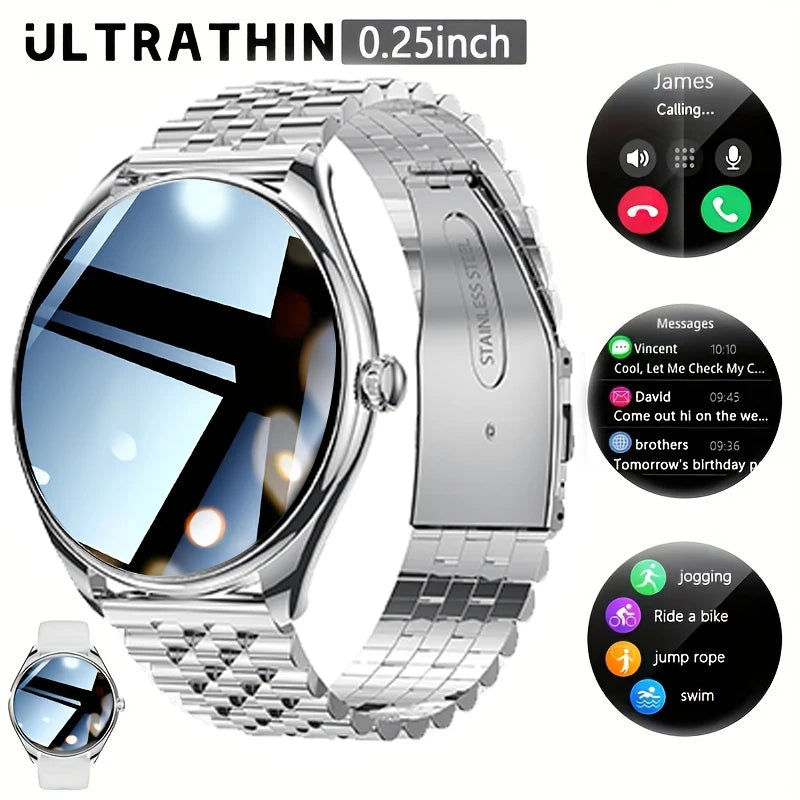2025 New Utral Thin Women Smart Watch 1.43-Inch HD AMOLED Display Bluetooth Call Multi-Sport Tracker Music Player USB Charging
