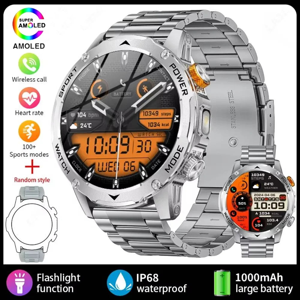 2025 1000Mah Super Capacity Battery Adult Men Smart Watch 1.7-Inch Large Screen Bluetooth Call IP68 Waterproof Smartwatch Sports