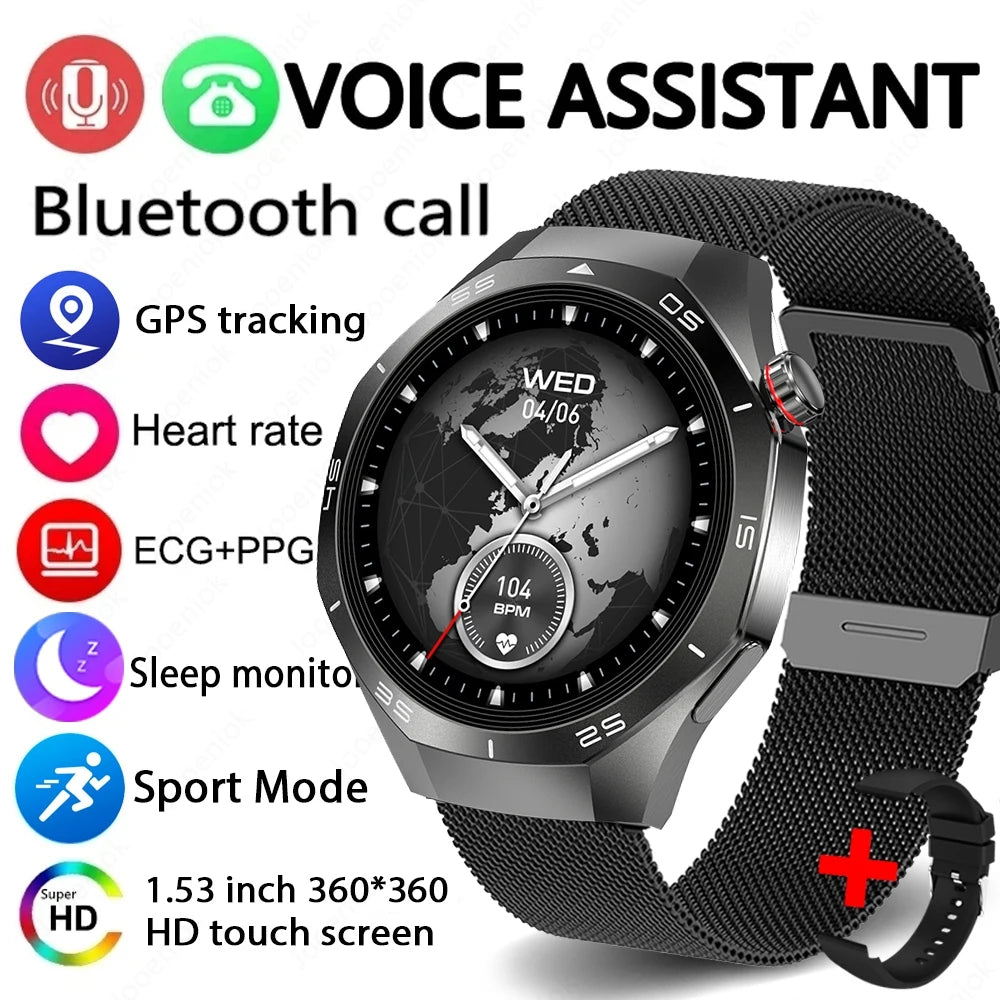 2025 New GT5 Pro GPS Track Smart Watch Men 360*360 AMOLED Screen NFC BT Call Waterproof Health Monitor Man Smartwatches IOS