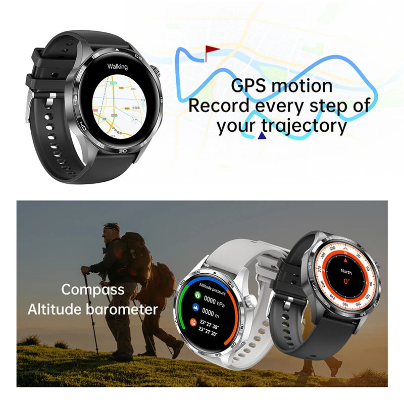 2025 New GT5 Pro GPS Track Smart Watch Men 360*360 AMOLED Screen NFC BT Call Waterproof Health Monitor Man Smartwatches IOS