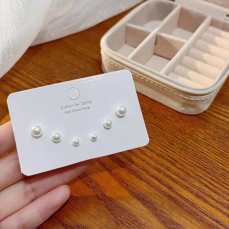 4 Pair Set Silver Color Heart Stud Earrings Sets for Women Girls Exquisite Party Dailywear Jewelry Simple Cute Gift Accessories