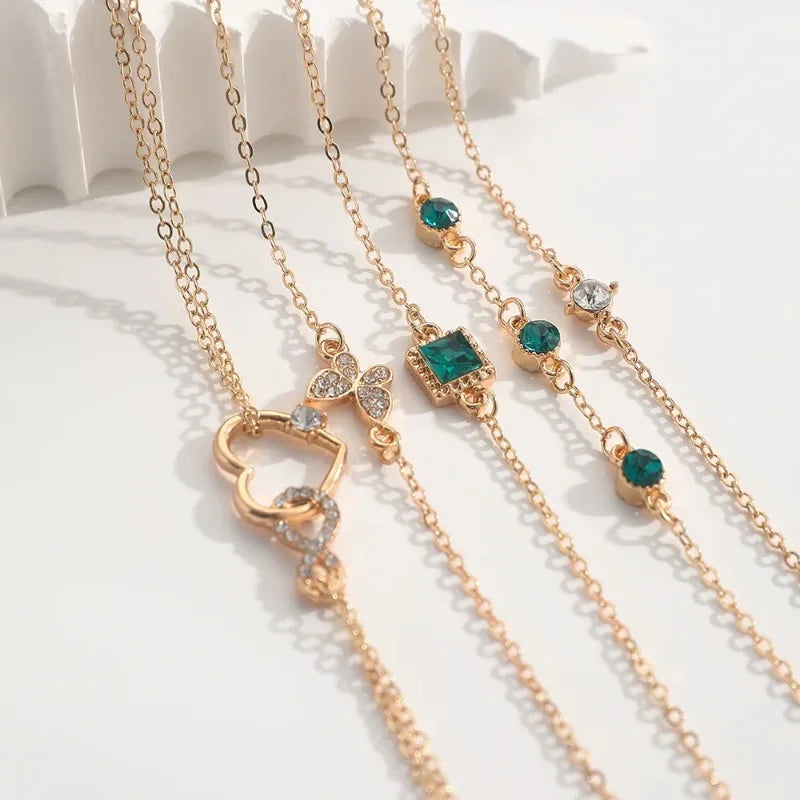 5Pcs/Set Rhinestone Butterfly Bracelet Set for Women. Adjustable Bead Bracelet Luxury Original Jewelry