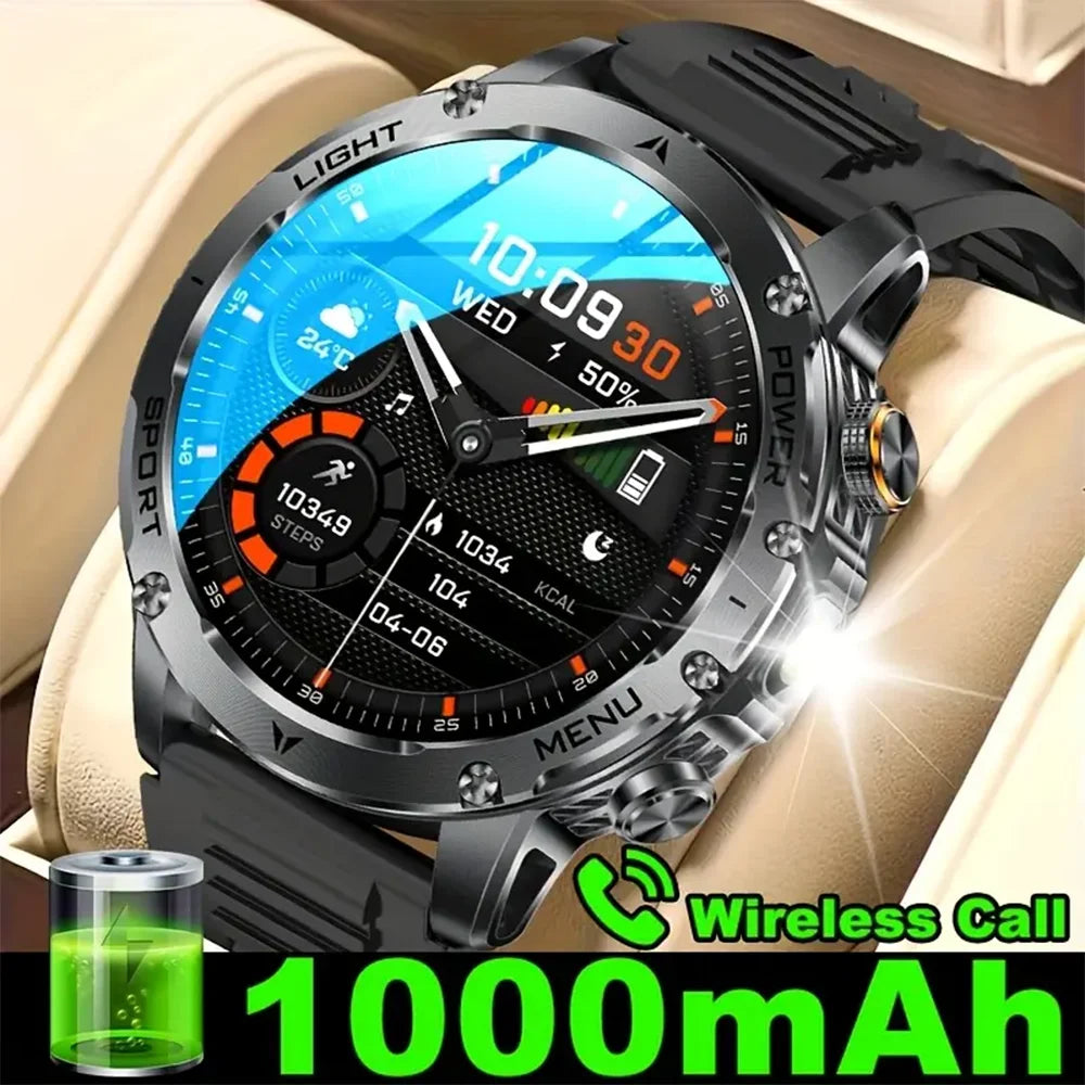 2025 1000Mah Super Capacity Battery Adult Men Smart Watch 1.7-Inch Large Screen Bluetooth Call IP68 Waterproof Smartwatch Sports