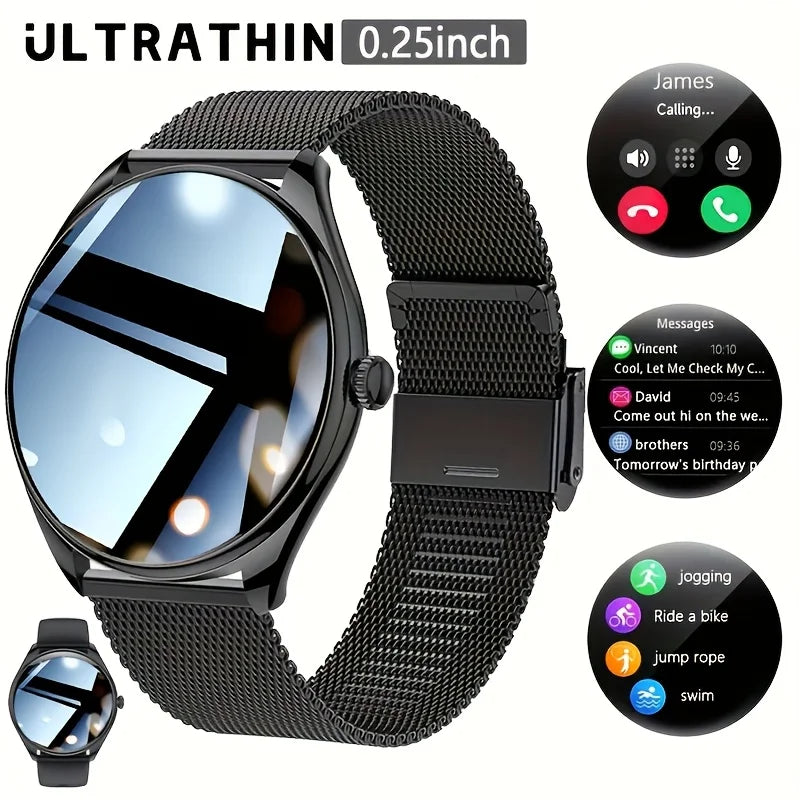 2025 New Utral Thin Women Smart Watch 1.43-Inch HD AMOLED Display Bluetooth Call Multi-Sport Tracker Music Player USB Charging