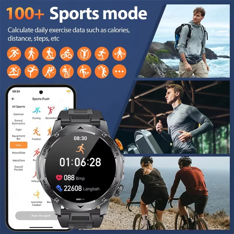 2025 1000Mah Super Capacity Battery Adult Men Smart Watch 1.7-Inch Large Screen Bluetooth Call IP68 Waterproof Smartwatch Sports