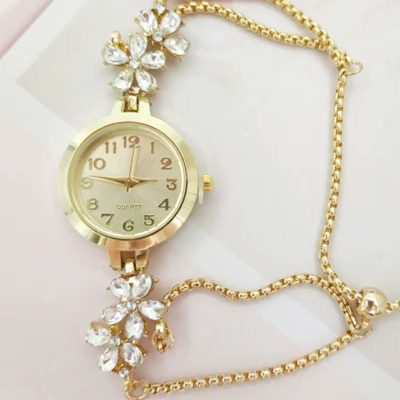 Women'S Fashion Light Luxury Quartz Bracelet Watch Premium Exquisite Violet Crystal Female'S Watches Gift