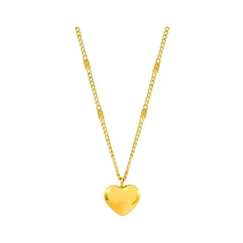 New Cross-Border Couple Cavicle Chain Geometric Heart-Shaped Light Luxury Temperament Simple Sweet Love Pendant Necklace Jewelry