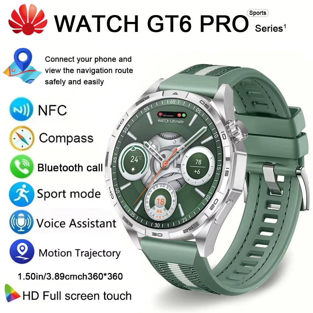 Smart Watch GT6 Pro (2025) 1.50-Inch HD AMOLED GPS Message Reminder Bluetooth Call Heart Rate 4GB Smartwatch Reduction 100%