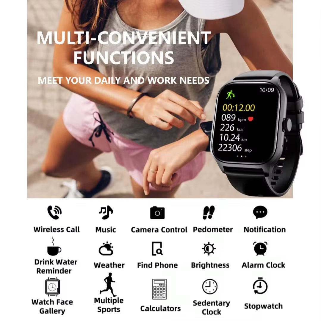 Smart Watches for Man Woman Bluetooth Call Music Fitness Tracker Sport with Waterproof Pedometer Information Alerts Smartwatch