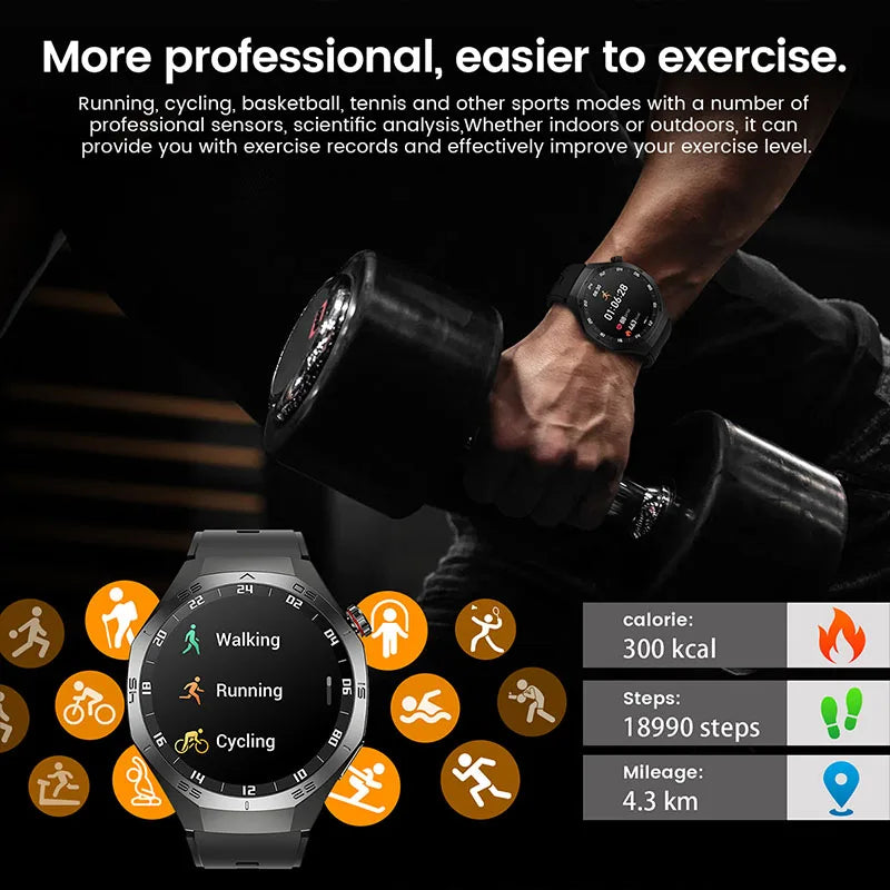 2026 New Outdoor Sports Watch Gt5Pro Military Smart Watch Men Full Touch Screen Sport Fitness Healthtest Voice Call Smartwatch