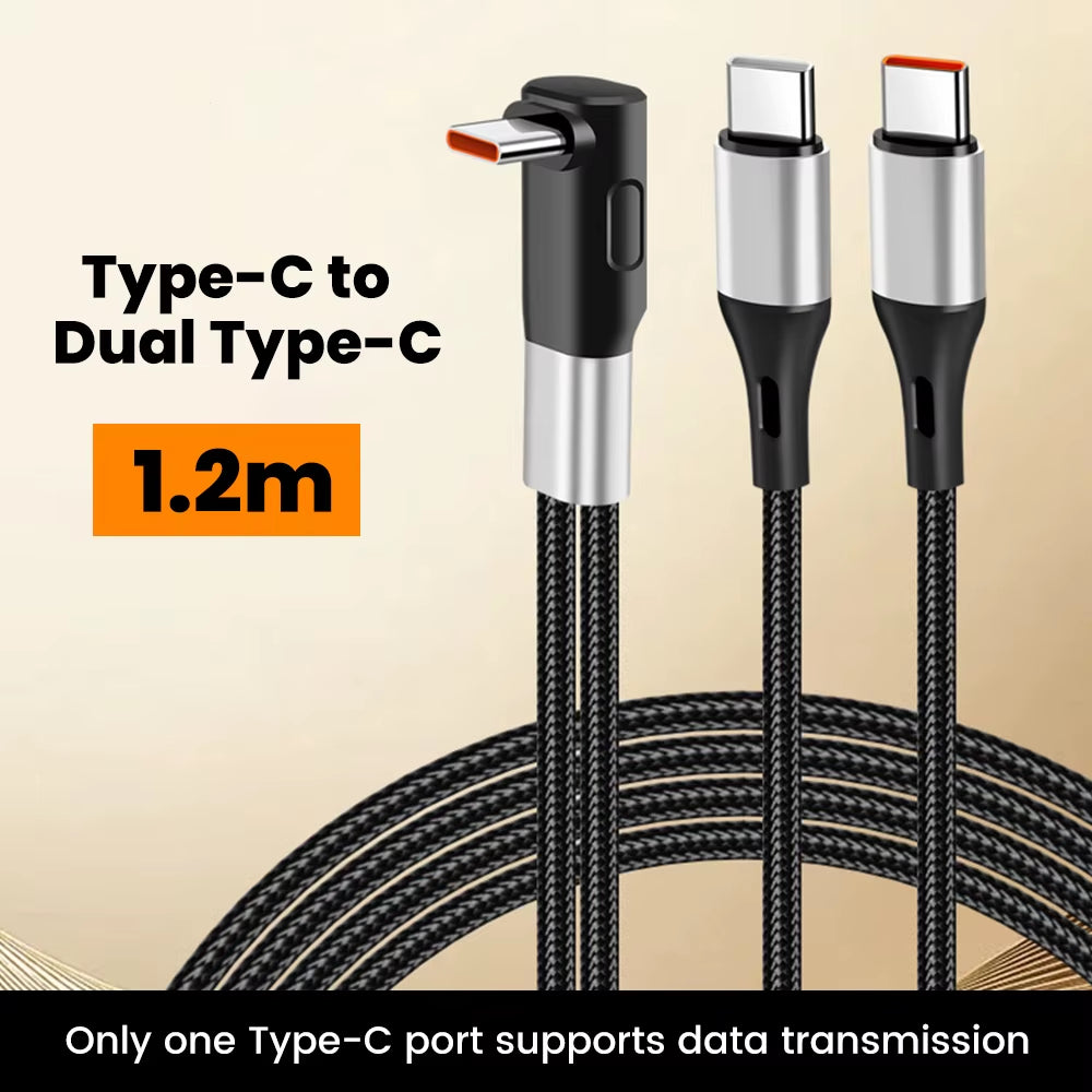 6A USB to Type C Fast Charge Cable 2-In-1 Mobile Phone Charging Cable Dual Type-C Fast Charge Cable for Iphone 15 16 Samsung